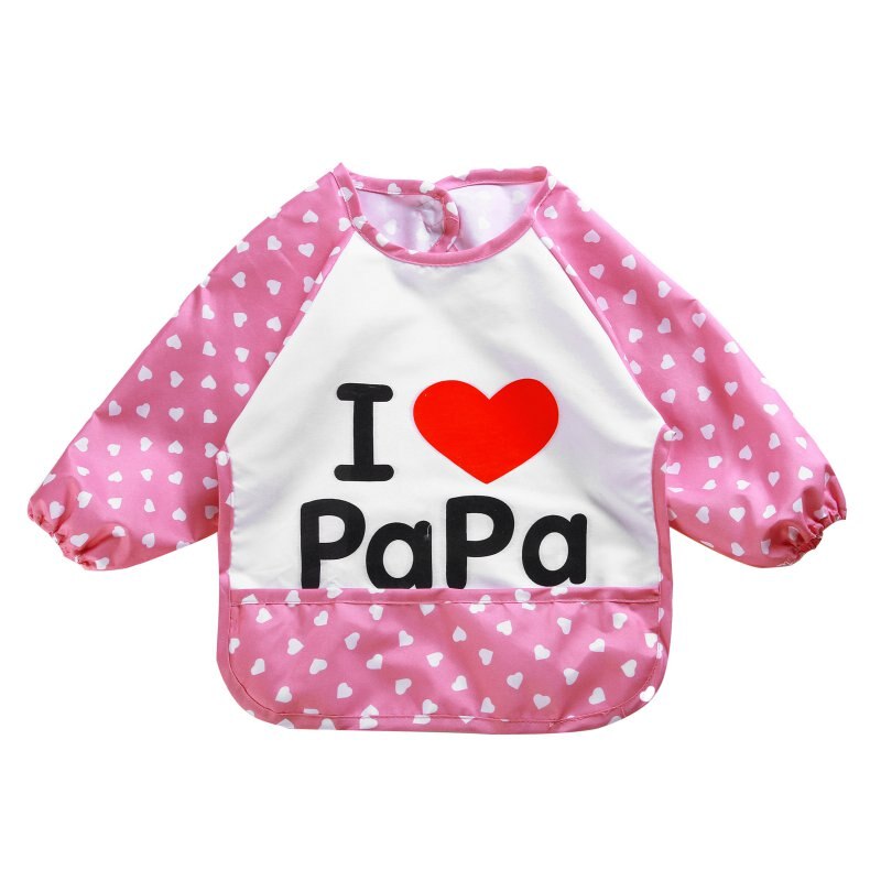 Leuke Meisjes Baby Baby Familie Lange Mouw Anti Slijtage Waterdichte Feeding Bib Schort: D