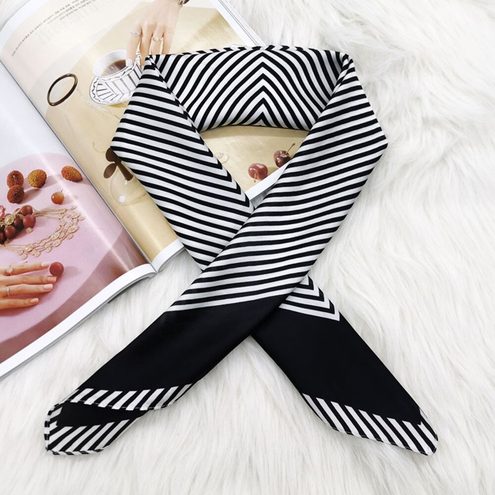 Silk Skinny Bag Scarf for Women Print Neck Scarves Head Band Long Ribbon Hairband Scarfs Accessories: 7