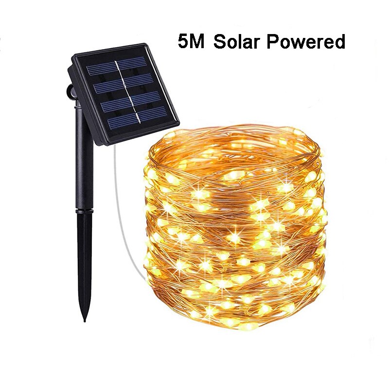 Outdoor Solar String Fairy Lights Christmas Garland Solar Power Lamp Year Decoration Light: 5M Solor Power / Changeable