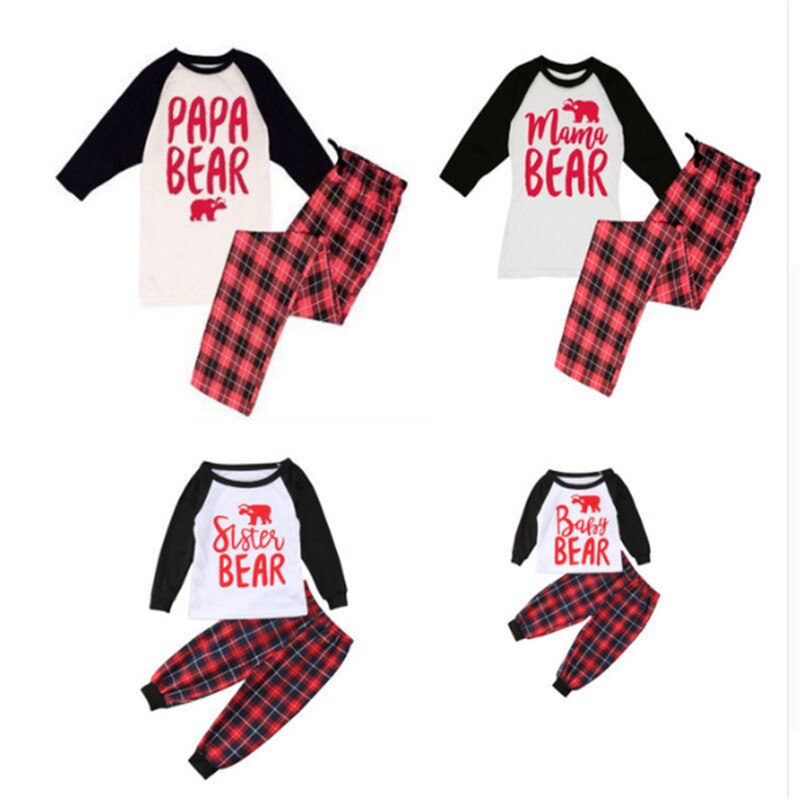 Jul familj matchande jul pyjamas set kvinnor män bebis barn familj rutig pyjamas barn fotografi kläder set