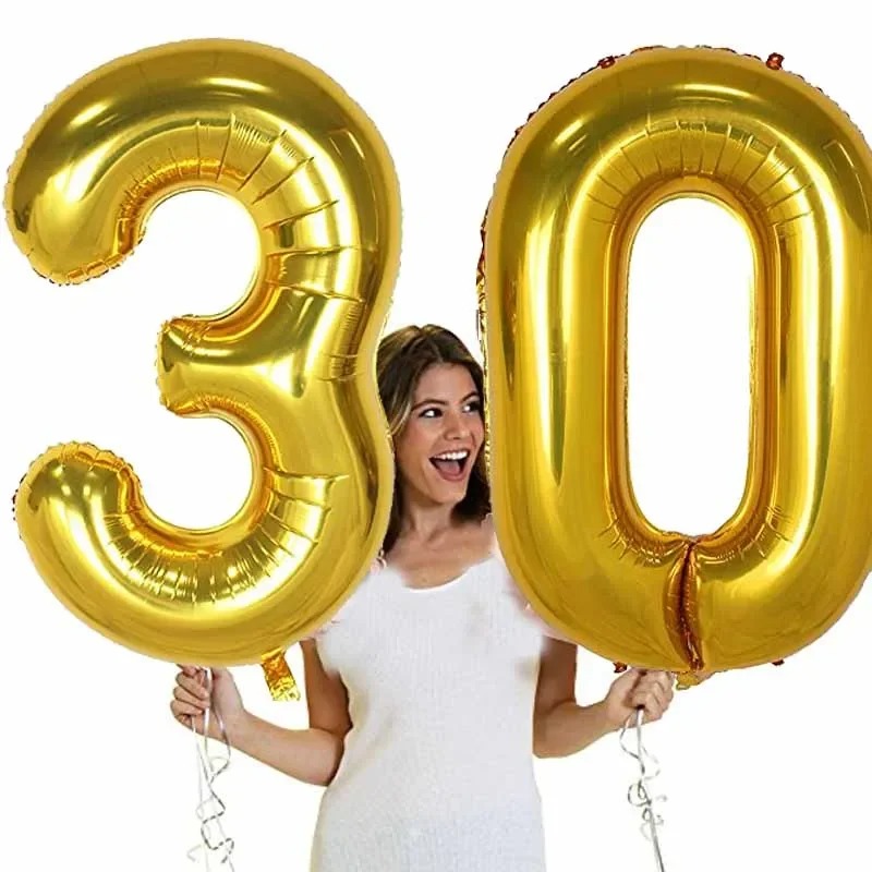 Globos dorados grandes de 40 pulgadas 10 20 30 40 50 60 70 80 90 años suministros de decoración de aniversario de cumpleaños para adultos globo dorado