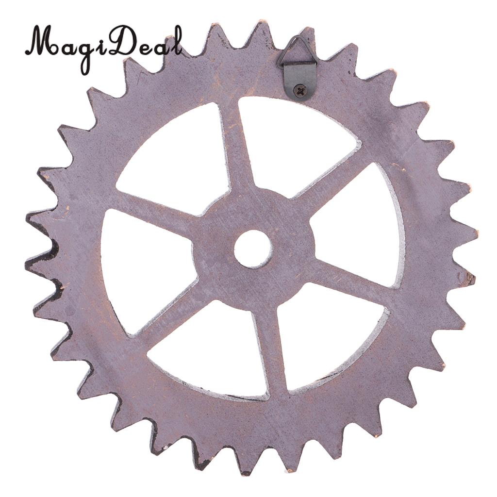 MagiDeal Rustic Wooden Circle Wheel Gear Home Bar Cafe Wall Hanging Art Craft Ornaments Home Room Wall Decoration Wooden Gear