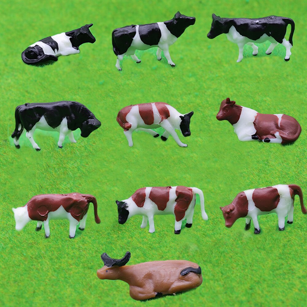 HO 1:87 Diorama Model Cows Horse Sheep Plastic Animal Toys DIY Model Making Sand Table Building Layout Farm Scene 10pcs/lot: white