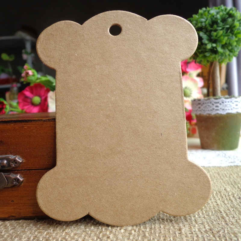 de cartón Retro en blanco Bobine Kraft Linda forma Bobine DIY tarjetas de papel negro 50 unids/lote