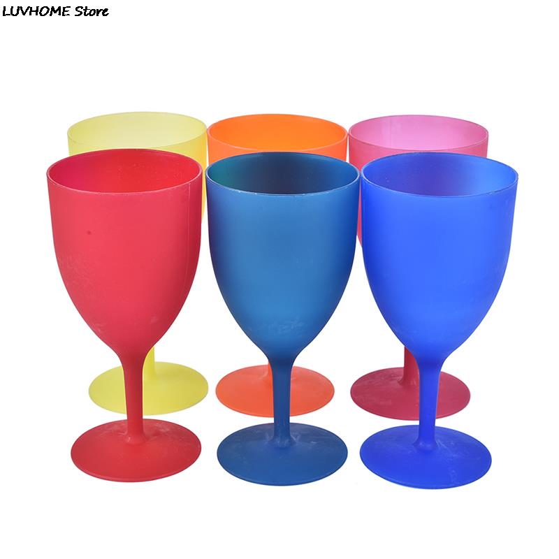 Copa de vino de plástico de , copas de champán de colores, esmerilada, para , Picnic, Bar, Copas de bebidas, 6 unids/set por juego