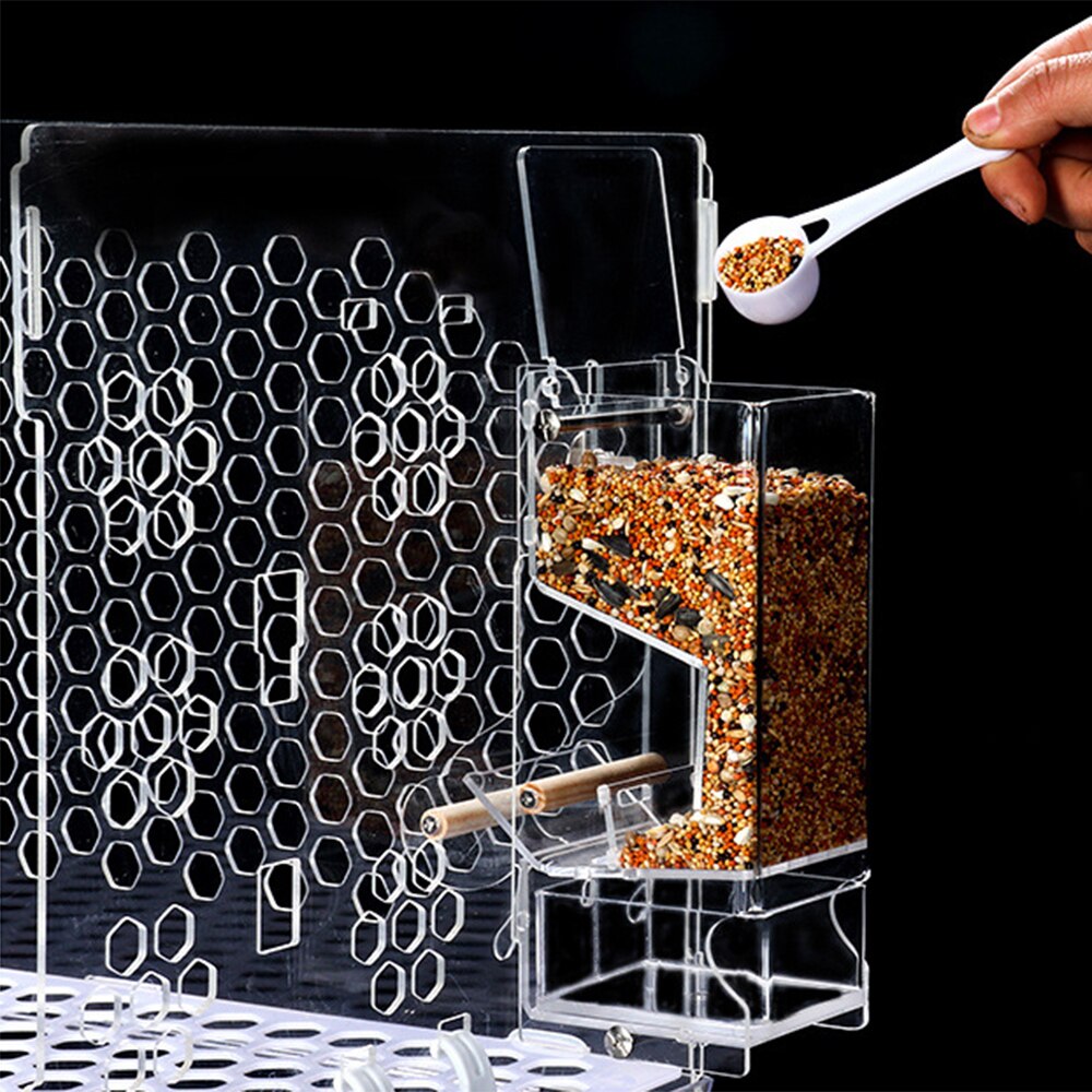 Automatic Bird Feeder Pet Bird Cage Feeder Food Container Transparent Parrot Feeding Box