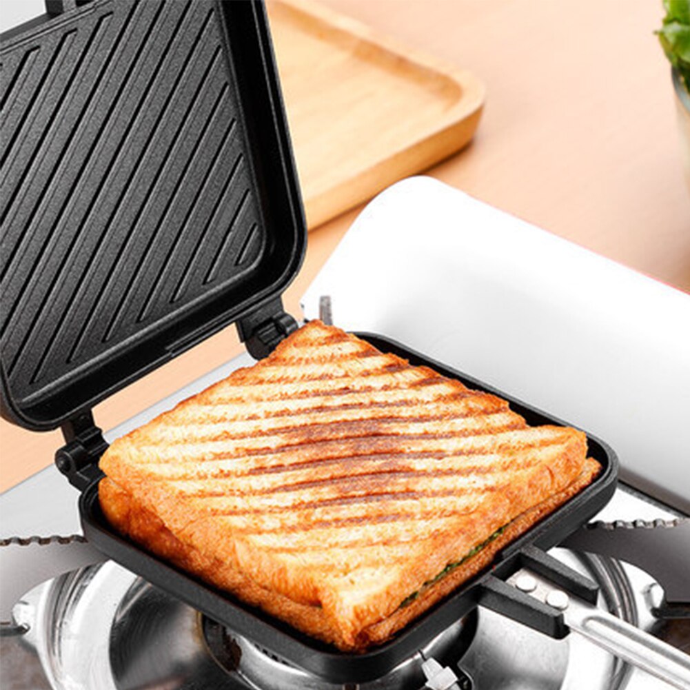 Double-Sided Sandwich Pan Non-stick Foldable Grill Frying Pan for Bread Toast Breakfast Machine Waffle Pancake