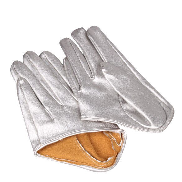 Woman Tight Half Palm Gloves Imitation Leather Five Finger Mittens Vivid Color