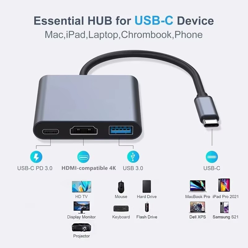 USB C HUB Type C Splitter Thunderbolt 3-dockingstation Laptopadapter met voor Macbook Air M1 iPad Pro
