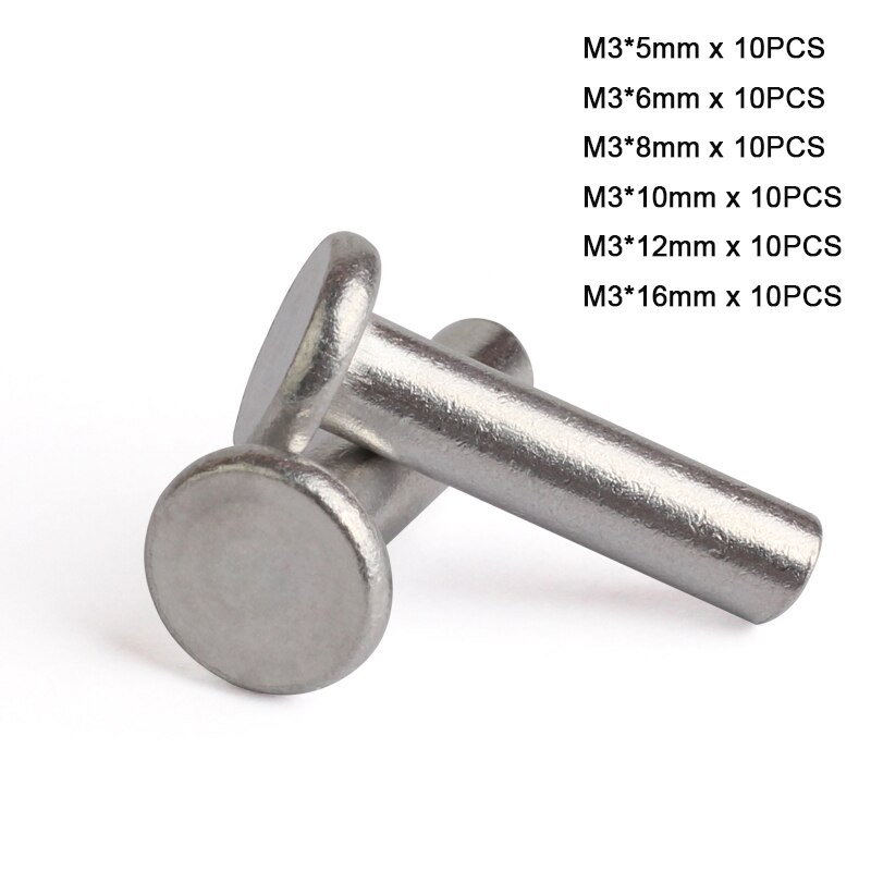M3 Platte Aluminium Klinknagel Platte Kop/Verzonken Kop Klinknagel Tap Massief Aluminium Klinknagels Kit Lengte 5/6/ 8/10/12/16mm