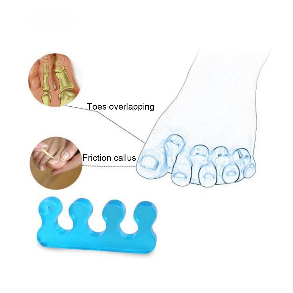 Blue Silicone Soft Form Toe Separator Finger Spacer For Manicure Pedicure Nail Tool 1 pair