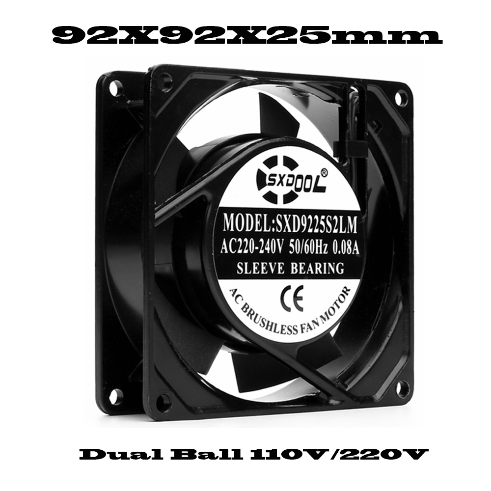 AC 110V 115V 220V 230V 80mm 92mm 110mm 120mm 150mm 172mm 200mm Industrial Case Cabinets Cooling Fan Dual Ball Bearing 2 Wire: 2mm / Gold