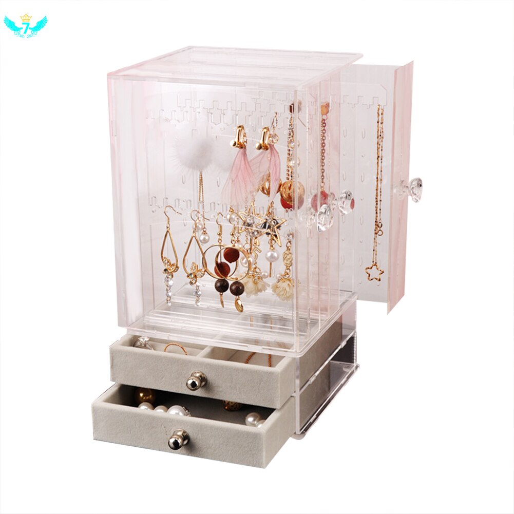 Jewelry Organizer Storage Box Necklace Display Case Earrings Bracelet Hanger Decoration Girls Women Makeup Storage Case