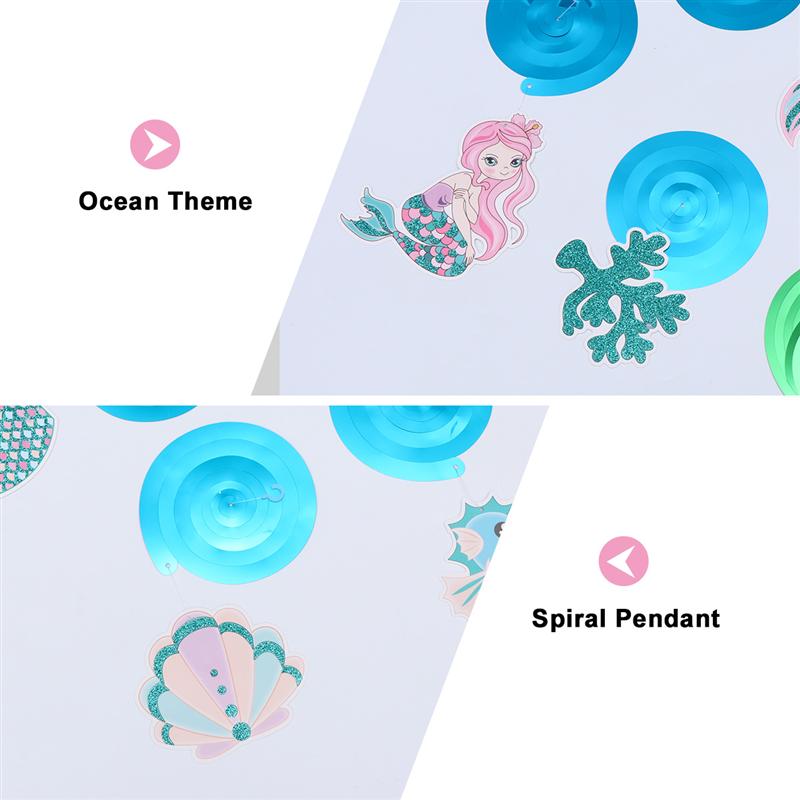 2 pakker hav-tema fest hængende havfrue spiral ornament sommer tema spiral hængende dekoration festartikler til butik