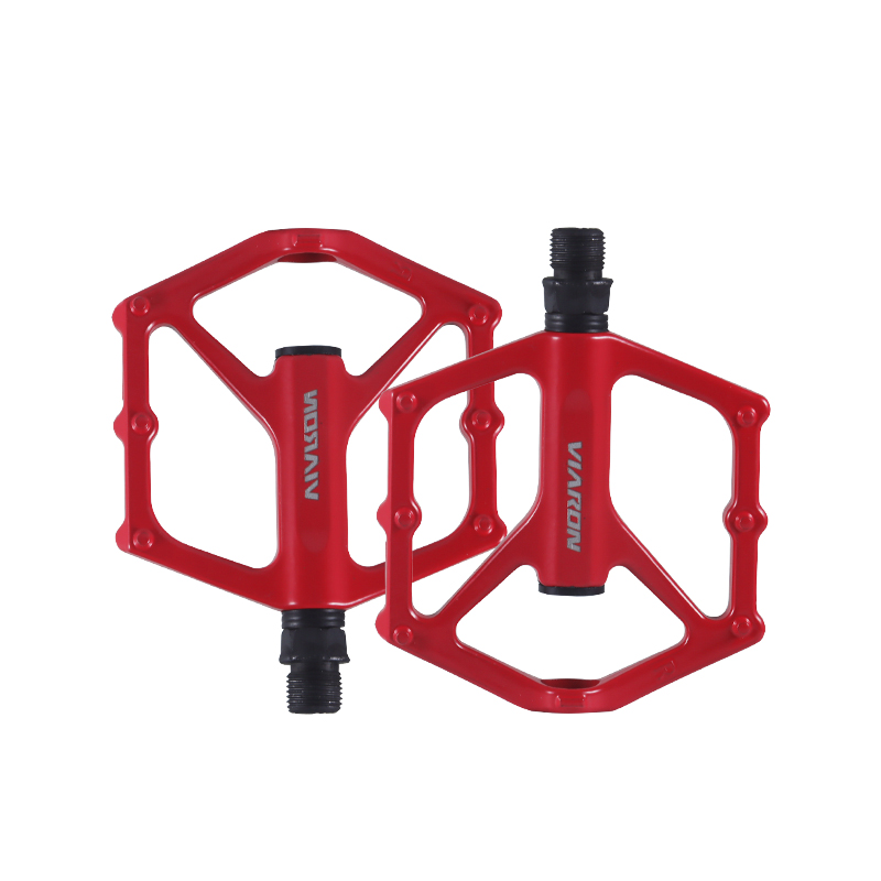 Superleichte Fahrradpedale aus Aluminiumlegierung, rutschfest, 12 Nagel, MTB, Fahrrad, Trittbrett, Lager, dünnes Pedal, Fahrradzubehör: Rot