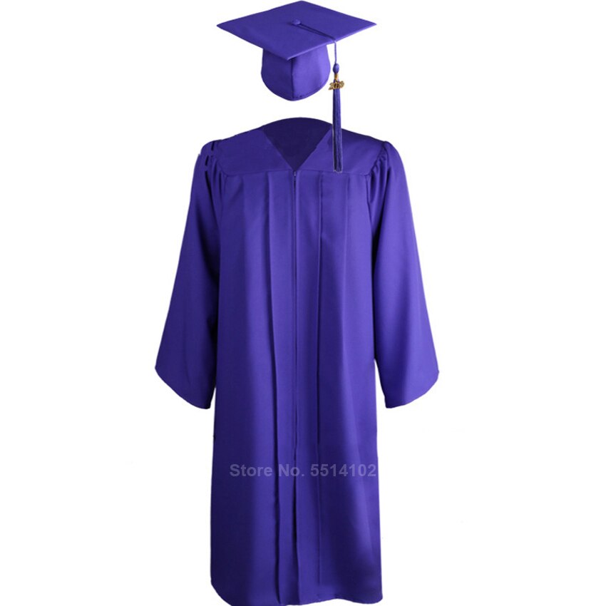 2022 Unisex Adult Graduation Gown Choir Robes Cap Clothing Sets For High School And Bachelor Graduate Collage Student Uniforms: Purple gown hat / 60
