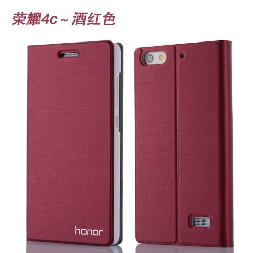 for Huawei Honor 4C Phone Case Luxury Slim Style Flip Cover leather protective sleeve for Honor 4C 5.0'' Cover Bag: Red