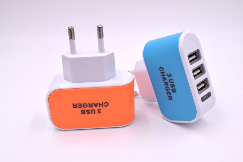 EU Standard Plug 5V 2A Charger Adapter 100-240V 3 USB Hub Port Power Supply Charging Plug Socket for Travel Charge for Phone