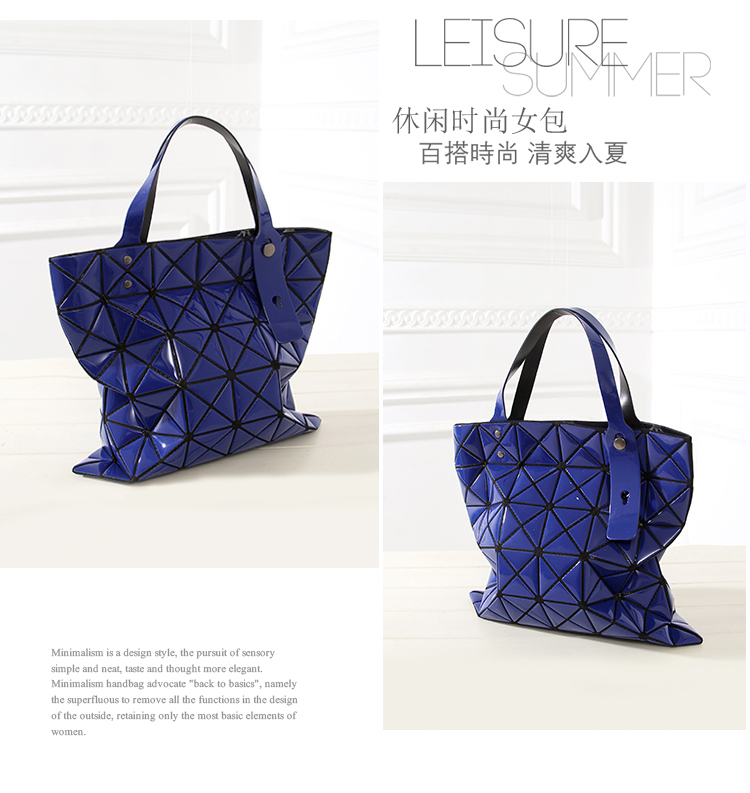 Lisse Luxus Handtasche Weibliche Gefaltet Damen Geometrische Plaid Tasche Lässig Tote Frauen Handtasche Mochila Schulter Tasche Bao: Blue