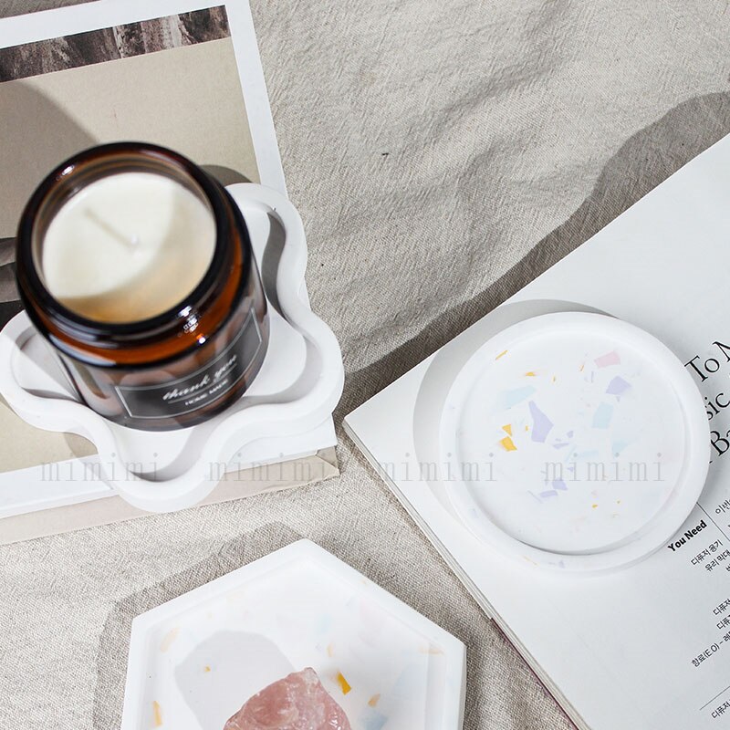 Lastryko taca silikonowa świeca zapachowa podstawa taca betonowa tynk forma w kształcie tacy Jesmonite forma okrągła owalna kwadratowa płyta