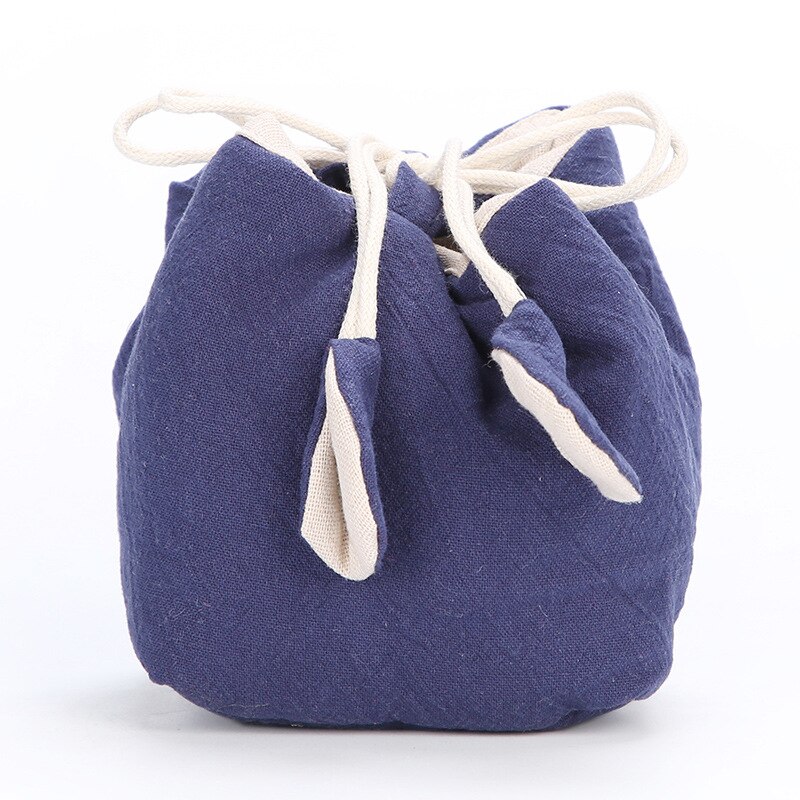 Borsa da tè in cotone e lino borsa da teiera semplice borsa da viaggio portatile impostato da tè borsa da tè accessori per la casa LC655: blu
