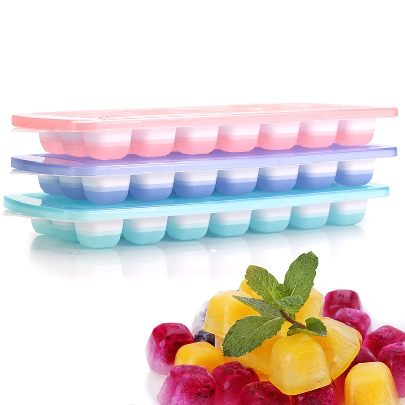 3 Packs Ice Cube Trays Flexible Ice Trays with Spill-Resistant Lids Easy Release Ice Trays Make 63 Ice Cube,Stackable,Dishwasher