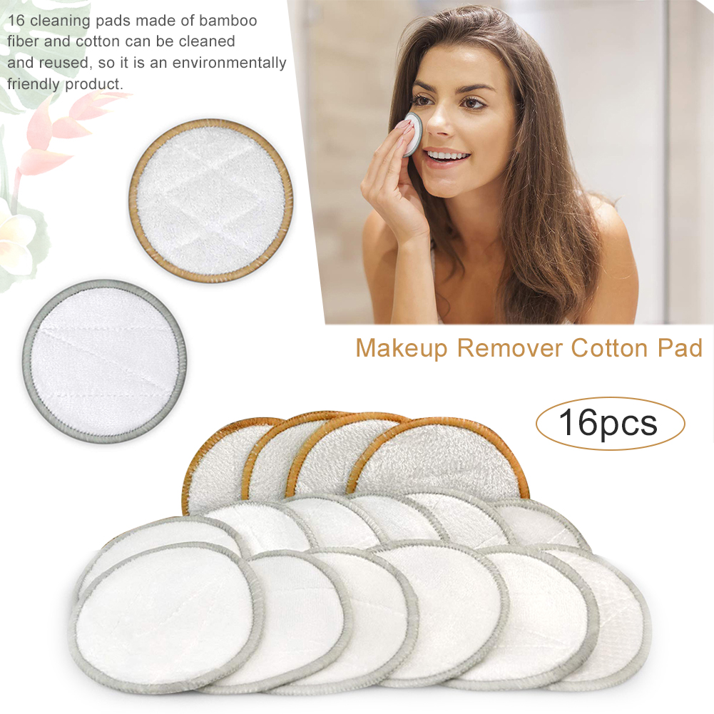 16 stk tre-lags fløjl genanvendelig makeup remover remover klude vaskbare håndklæder vaskbare makeup remover bomuld