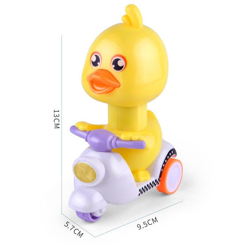 Cartoon Clockwork Bicycle Motorcycle Yellow Duck Inertia Car Press to Slide Pull Back Baby Toy Car Moveable Wind Up Toy Kid