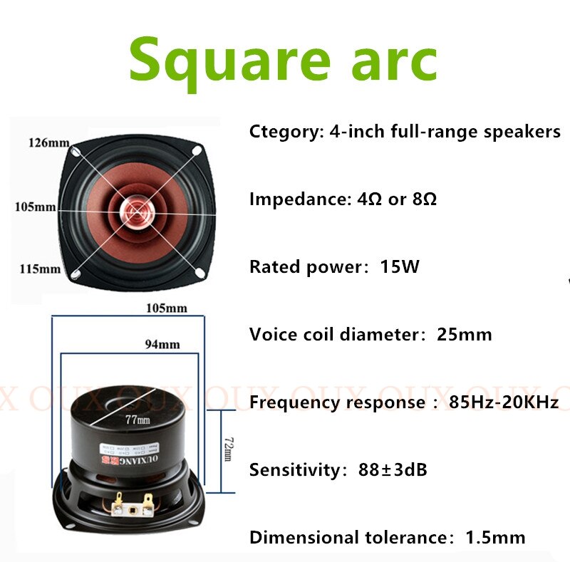 2pcs/lot OUX Hi-Fi 4 inch Full Range Speaker monitor Bullet woofer tweeter with with Aluminum 2 Layer kapton Cone