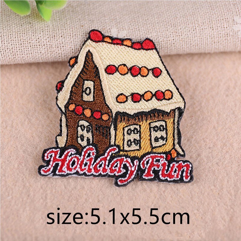 Cartoon Patch Ijzer Op Patches Voor Kleding Streep Kerstmissneeuwman Badges Geborduurd Patches Stickers Op Kleding Diy Applicaties: Chocolade Kleur