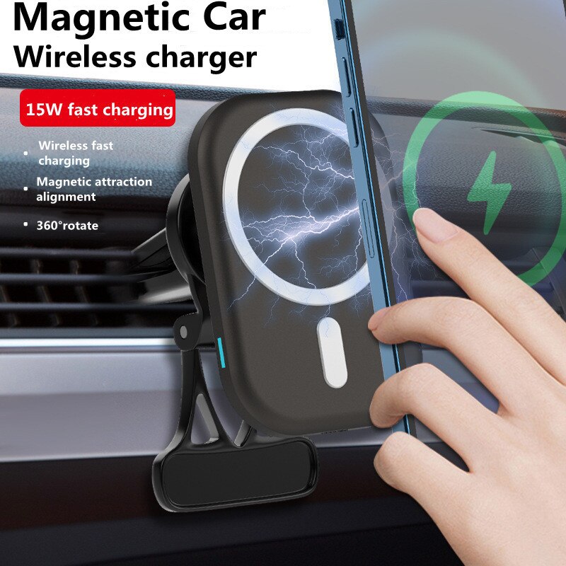 Magnetic wireless charger base for apple iphone 13, 12 11 huawei, samsung, fast charging mobile phone car navigation mount