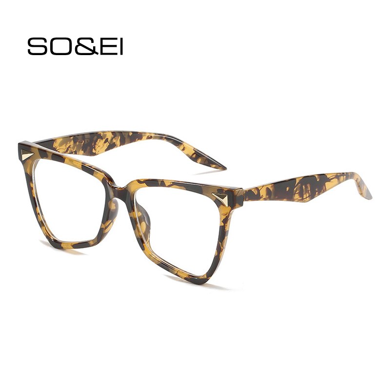 Então & ei moda olho de gato irregular mulher anti-blu-ray eyewear vintage rebite decoração lente clara óculos armação de computador