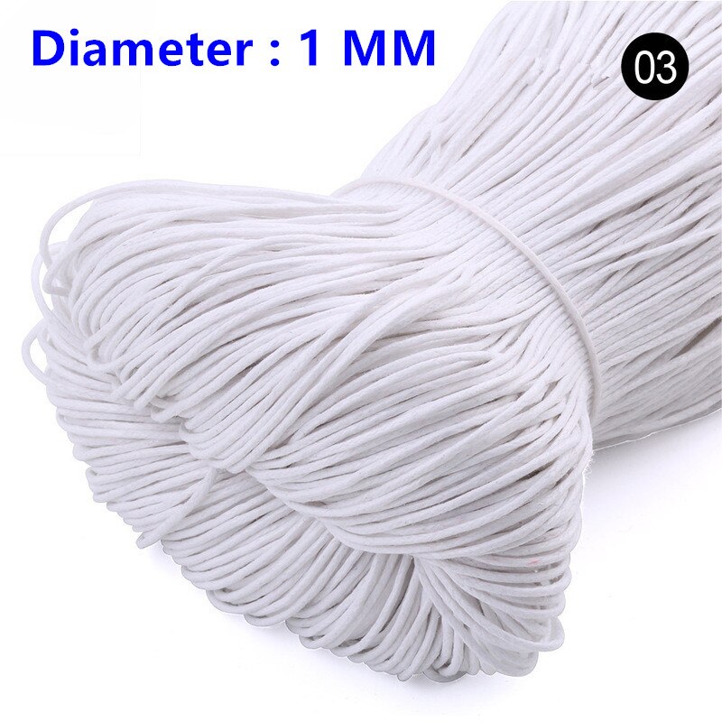 10Yard 1MM Colorful Waxed Cotton Cord Rope Waxed Leather Thread String Strap For Necklace Bracelet Beads Jewelry Making Supplies: White  1MM