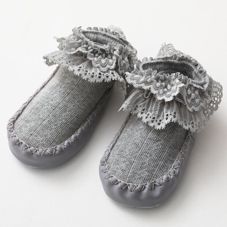 Calcetines con suelas de goma para bebé recién nacido, Zapatos para niño y niña, Calcetines antideslizantes de suela blanda para primavera y verano,: Gris / 0-6M
