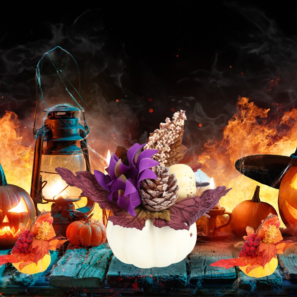 1pc husstands halloween græskar dekoration efterårsfarve desktop dekoration (hvid)