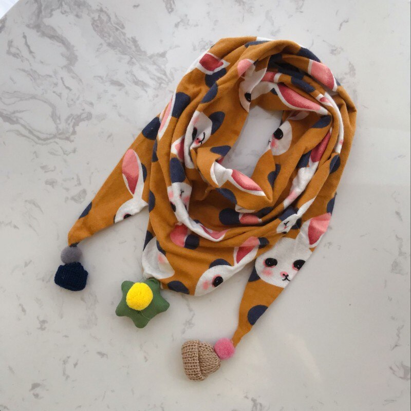 Mode Baby Sjaal Meisjes Driehoek Bib Sjaals Herfst Winter Jongens Sjaal Katoen Kinderen Halsbanden Warm Kids Halsdoek: yellow rabbit