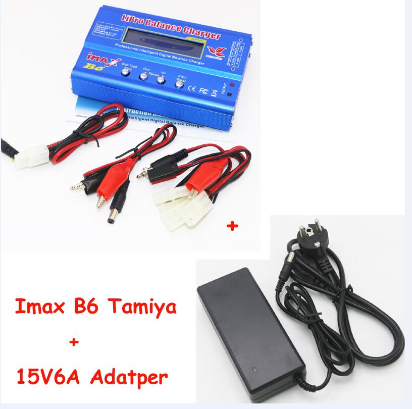 iMAX B6 80W 6A Battery Charger Lipo NiMh Li-ion Ni-Cd Digital RC Balance Charger Discharger + 15v 6A Power Adapter+Charge Cable: B6 Tamiya and adapte