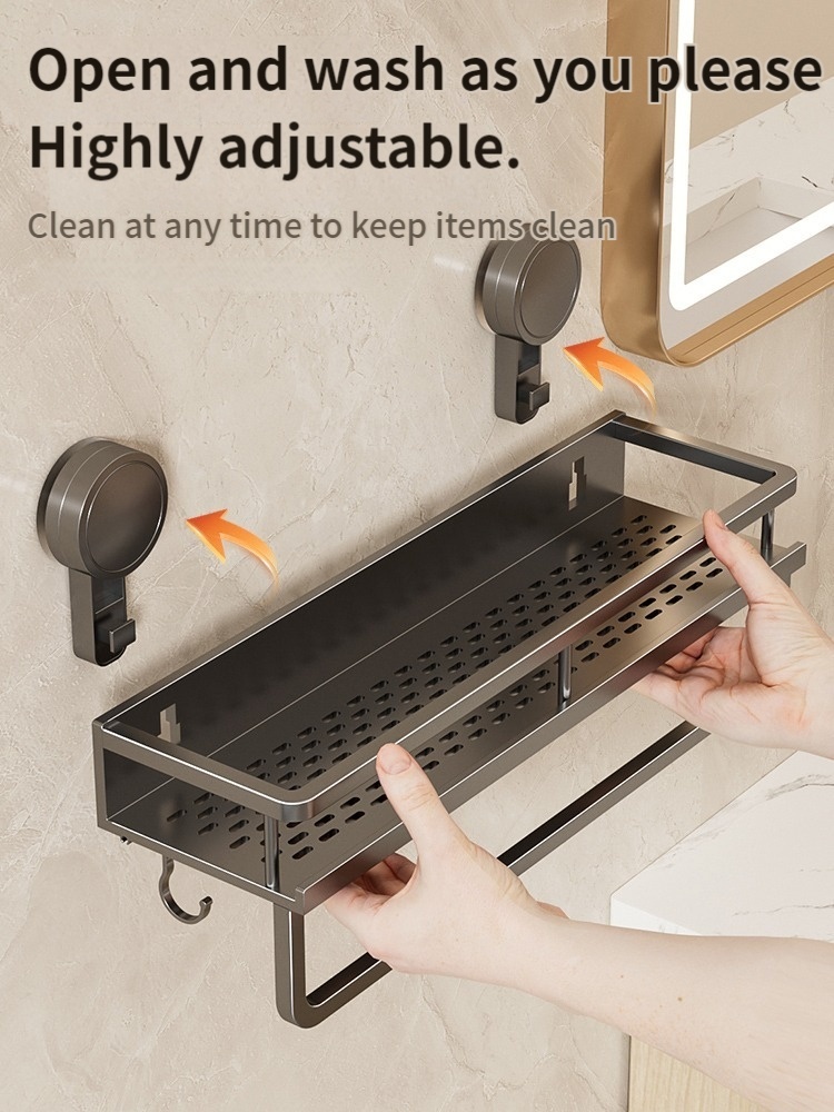 Toilet storage rack, bathroom washbasin, toilet, shower room, kitchen, wall mounted non perforated towel rack