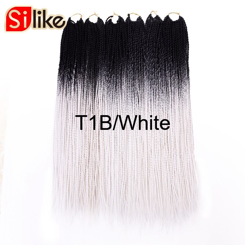 Silike 24 inch Ombre Senegalese Twist Hair Crochet Braids 30 Roots Pre-looped Synthetic Crotchet Braiding Hair for Women: T1B/Red