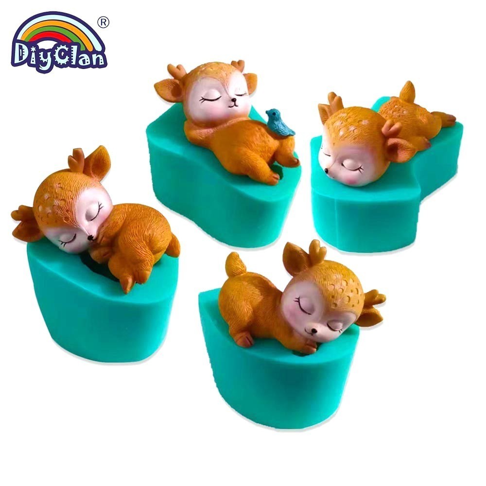 Molde de silicona modelo ciervo SICA para hacer jabón de velas, serie Animal, molde de arcilla del molde para pastel de Fondant, herramientas de decoración de Chocolate y cemento