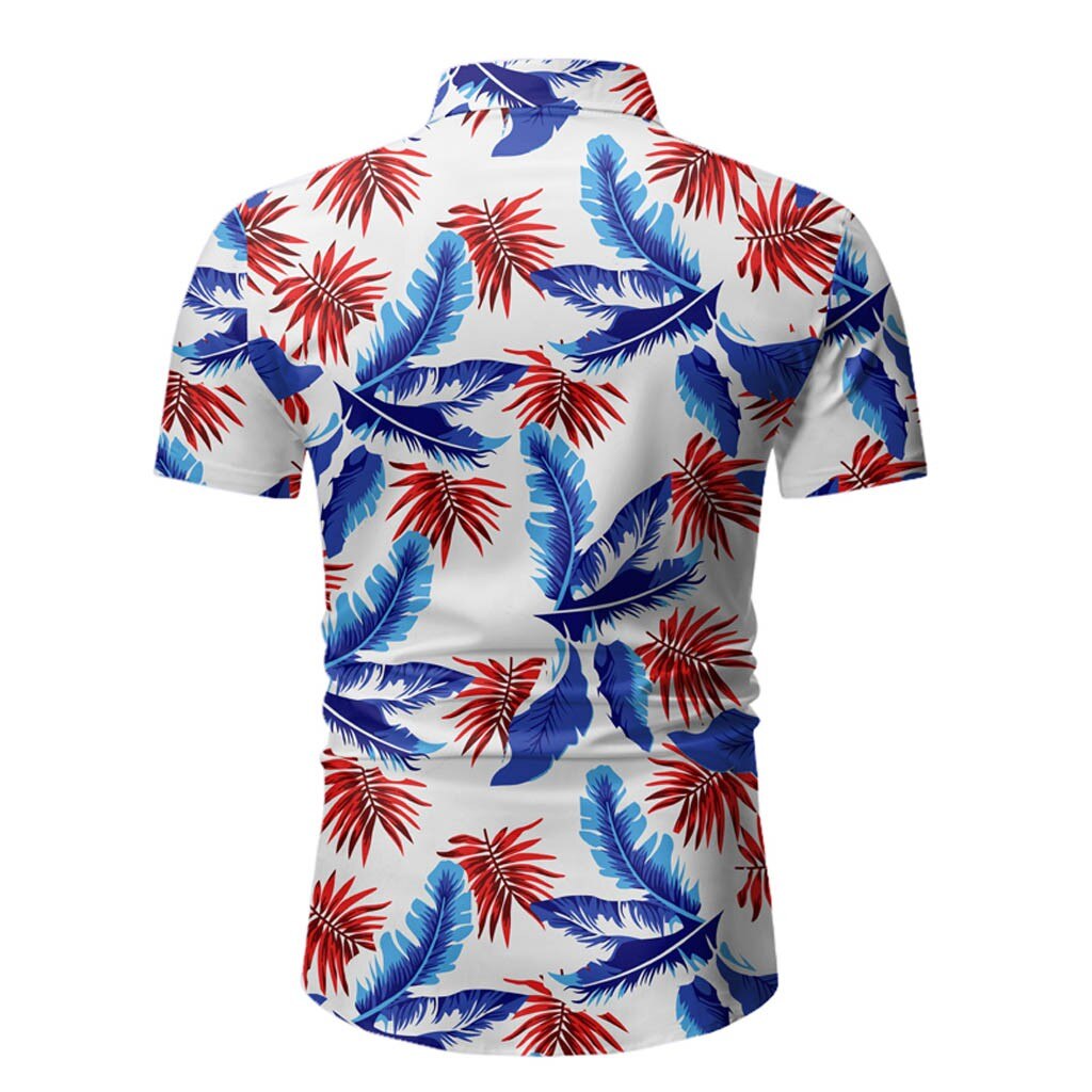 Blusa Hawaiana de manga corta con botones para verano, camisa masculina con estampado de flores para hombre