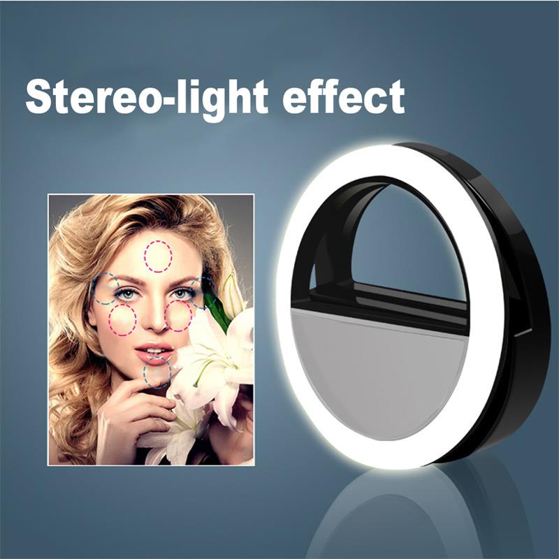 Selfie LED anillo Lumiere Luz Portátil mejora fotografía Clip lámpara móvil Selfie para teléfono LED Flash automático Smartphone anillo Flash