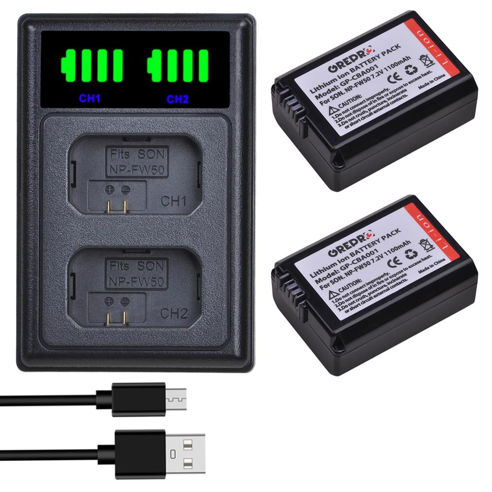 3 pièces NP-FW50 NP FW50 batterie + LED double chargeur avec port type-c pour Sony Alpha a6500 a6300 a6000 a7 7R a7R a7R II a7II NEX-3