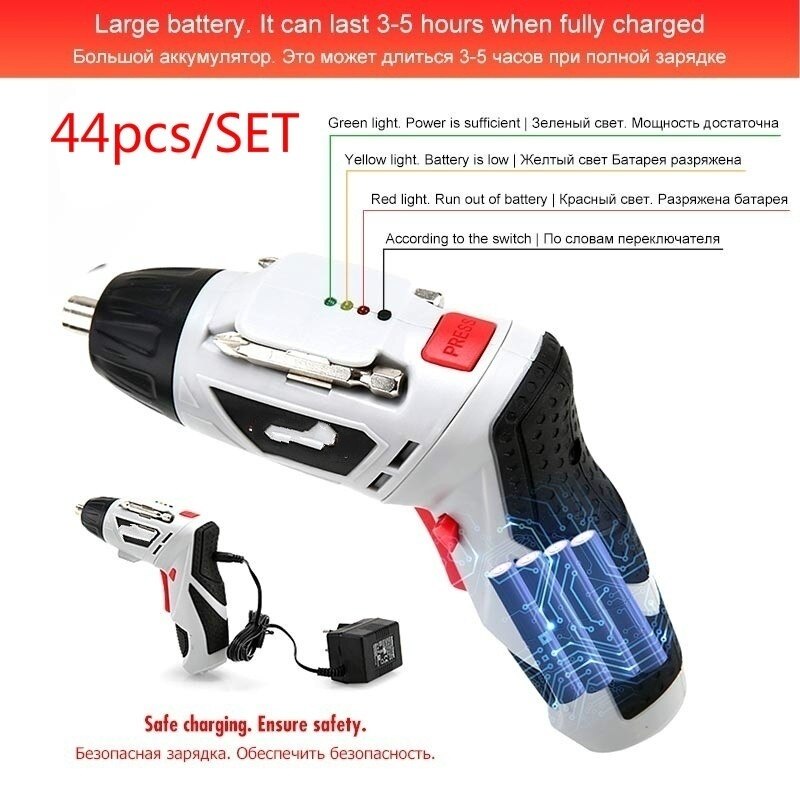 7/44 stuks mini handzame verstelbare elektrische schroevendraaier mini draadloze dremel multifunctionele doe-het-zelf elektrische gereedschappen