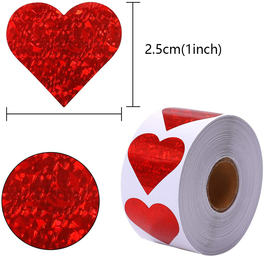 100-500 Stuks Sparkle Hart Stickers Rode Liefde Scrapbooking Stickers Voor Valentijnsdag Bruiloft Decor Briefpapier Sticker