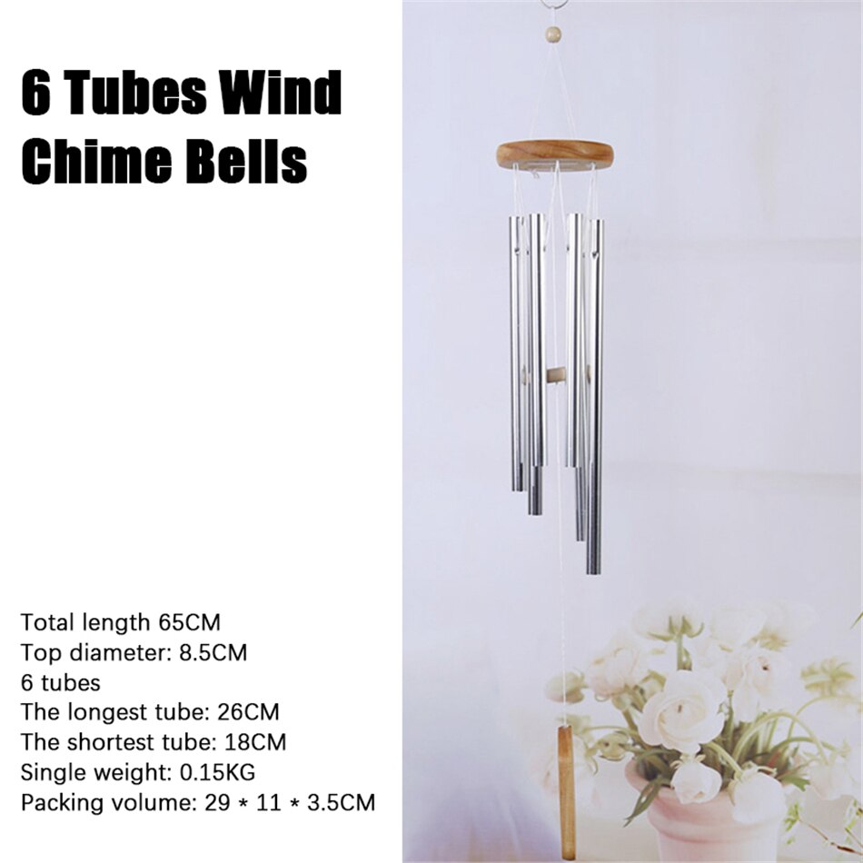 6 tubi Carillon di Vento Campane Appeso Soggiorno Letto in Legno Tubo di Alluminio del Metallo Multi-tubo di Vento Campana Decorazione Della Casa Della Decorazione artigianato