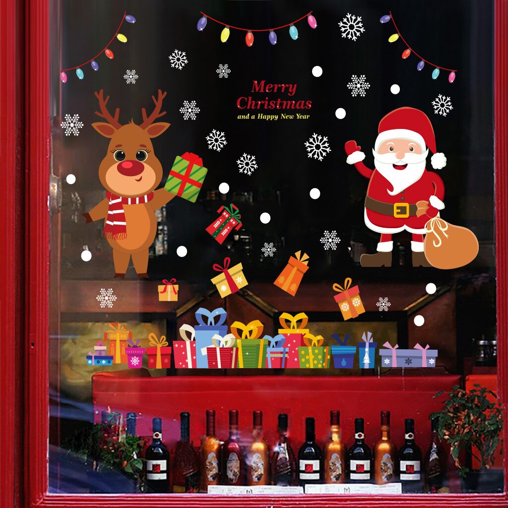 25# Christmas decoration adhesive-free window glass electrostatic stickers Living Room Decals Self adhesive Window Display Decor