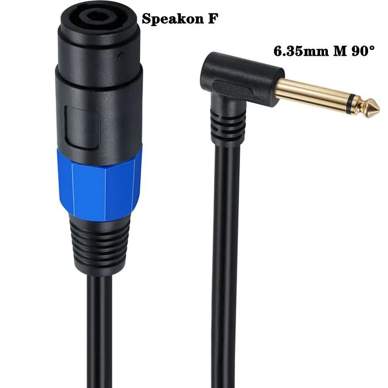 Câble de haut-parleur Speakon mâle femelle à 6.35mm TS Mono coude à 90 degrés OD8.0mm cuivre pur 0.6m2: Bleu