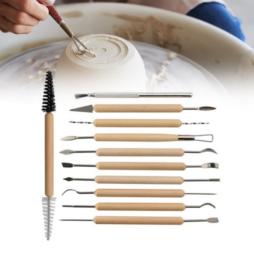 11Pcs/Set Clay Sculpting Kit Sculpt Smoothing Wax Carving Pottery Ceramic Tools Polymer Shapers Modeling Carved Tool