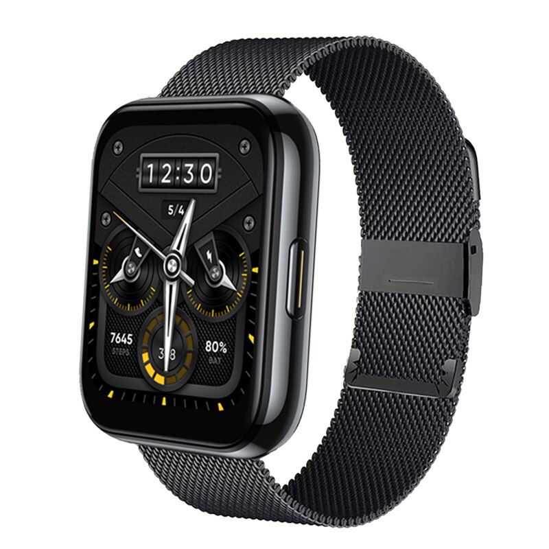 Correa Milanesa De acero inoxidable para Realme Watch 2 Pro, repuesto de pulsera de Metal para realme Watch 2 2 pro, Correa de reloj inteligente: Black / For Realme Watch 2